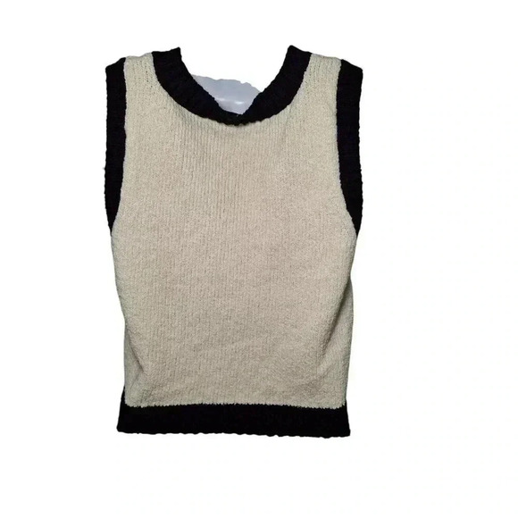 ZARA Cream & Black CONTRAST TRIM CROPPED KNITTED VEST - Picture 6 of 12